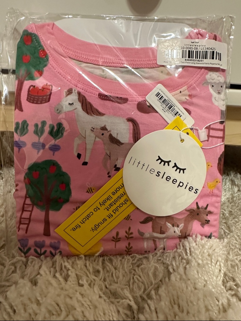 Little Sleepies Pink Farm Animals Pajama Set